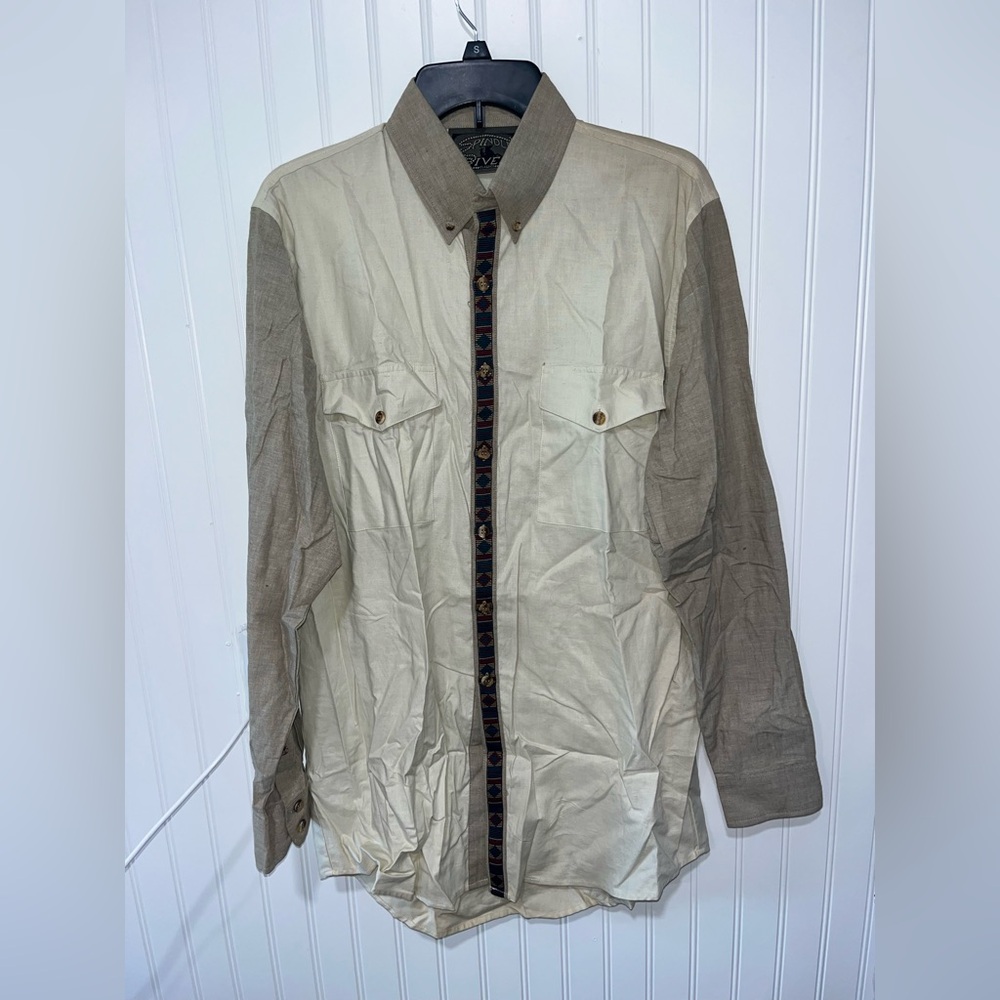 Vintage spindle river size medium men’s western Aztec embroidered western shirt